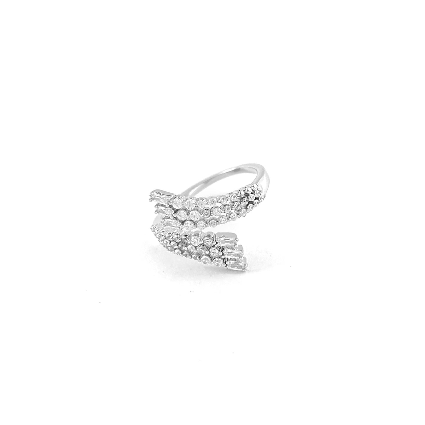3 Line Silver Baguette Ring