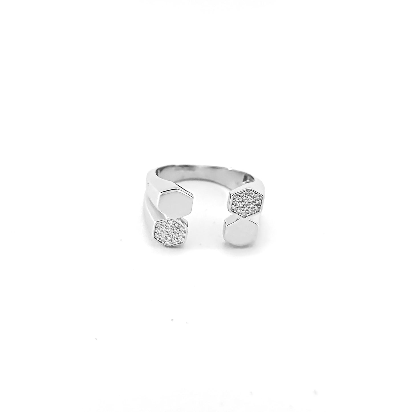 Silver Hexagon Ring