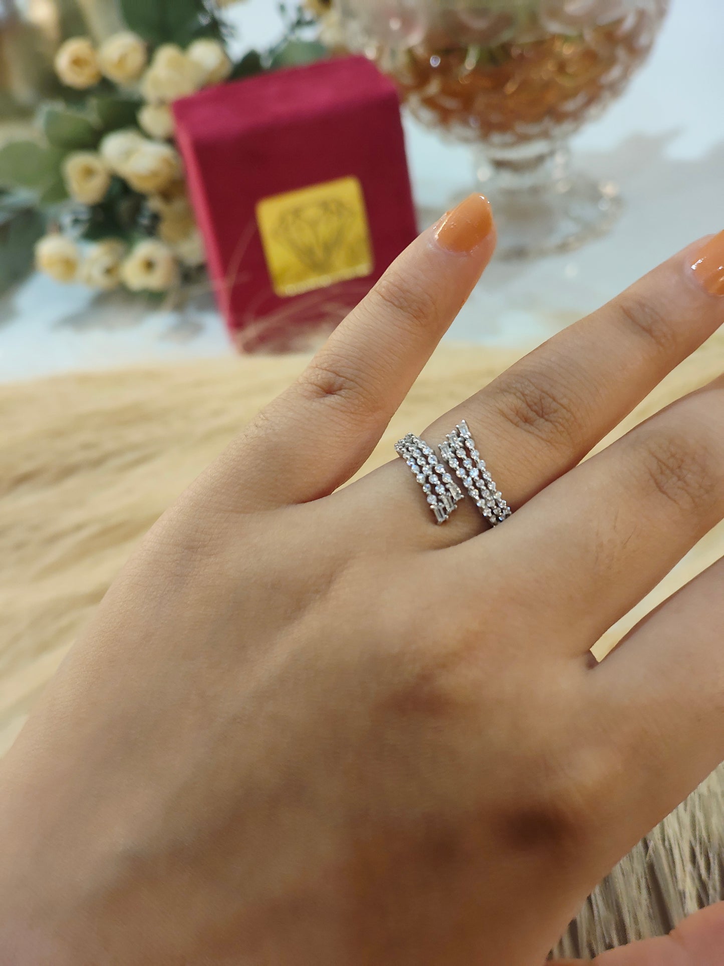 3 Line Silver Baguette Ring