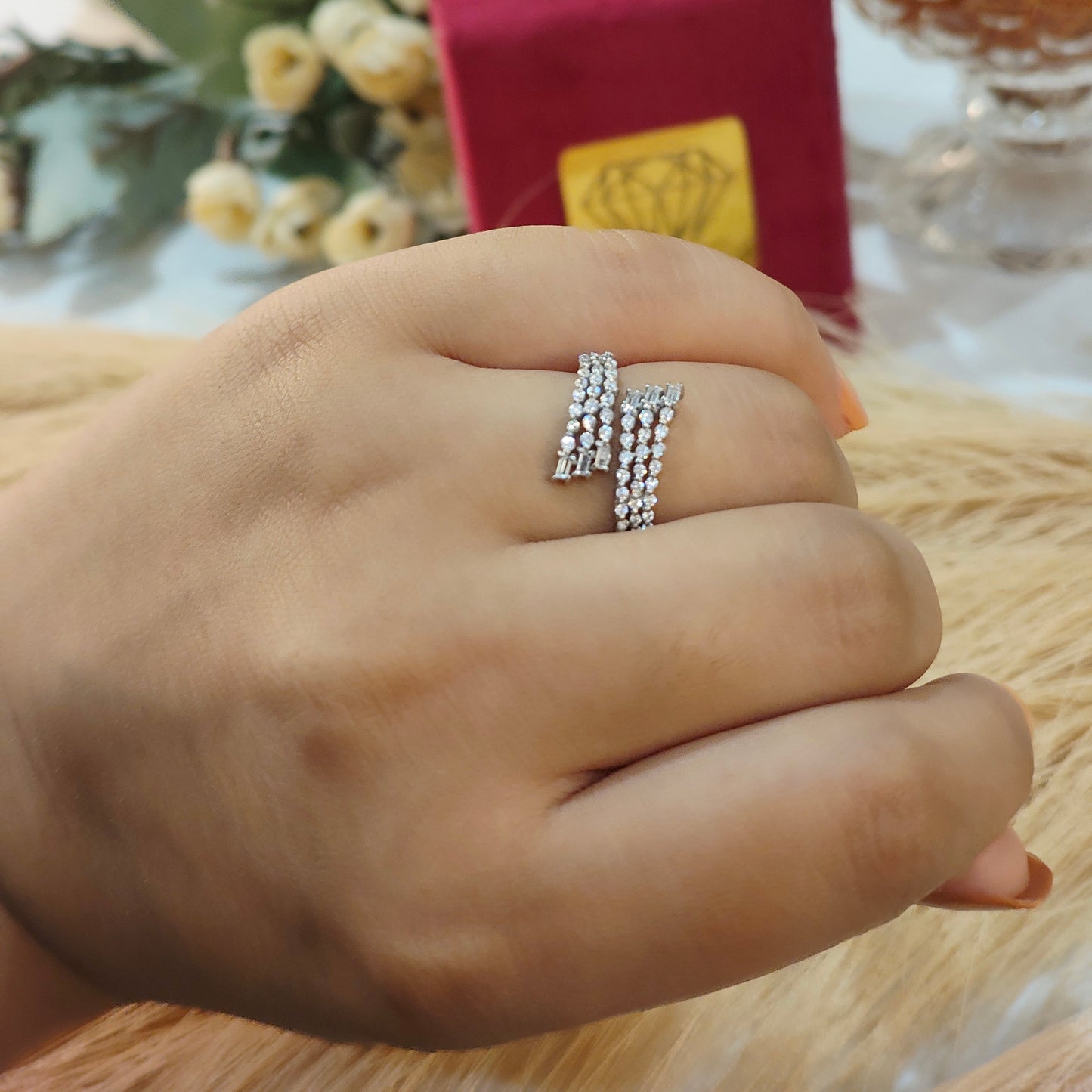 3 Line Silver Baguette Ring