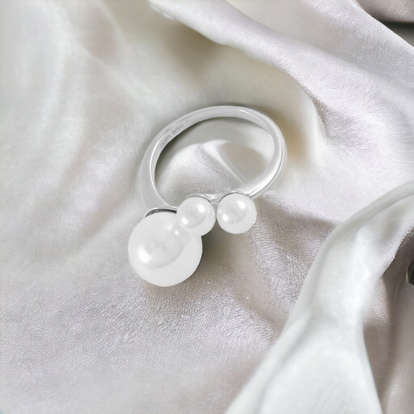 Trio Pearl Silver Ring