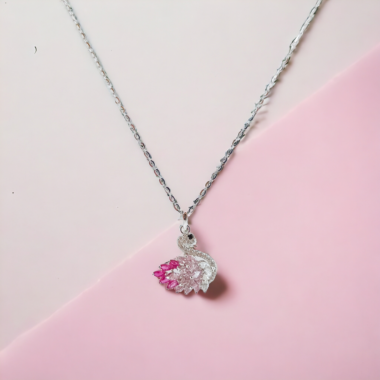Pink Crystal Swan Chain