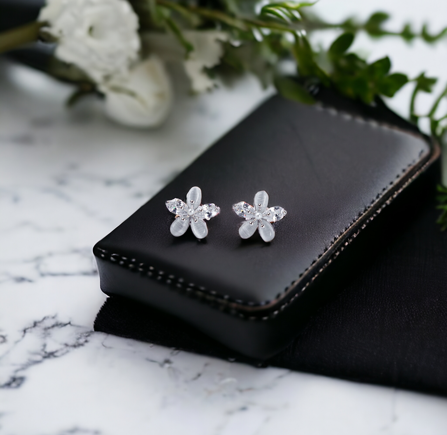 Silver Flower Studs