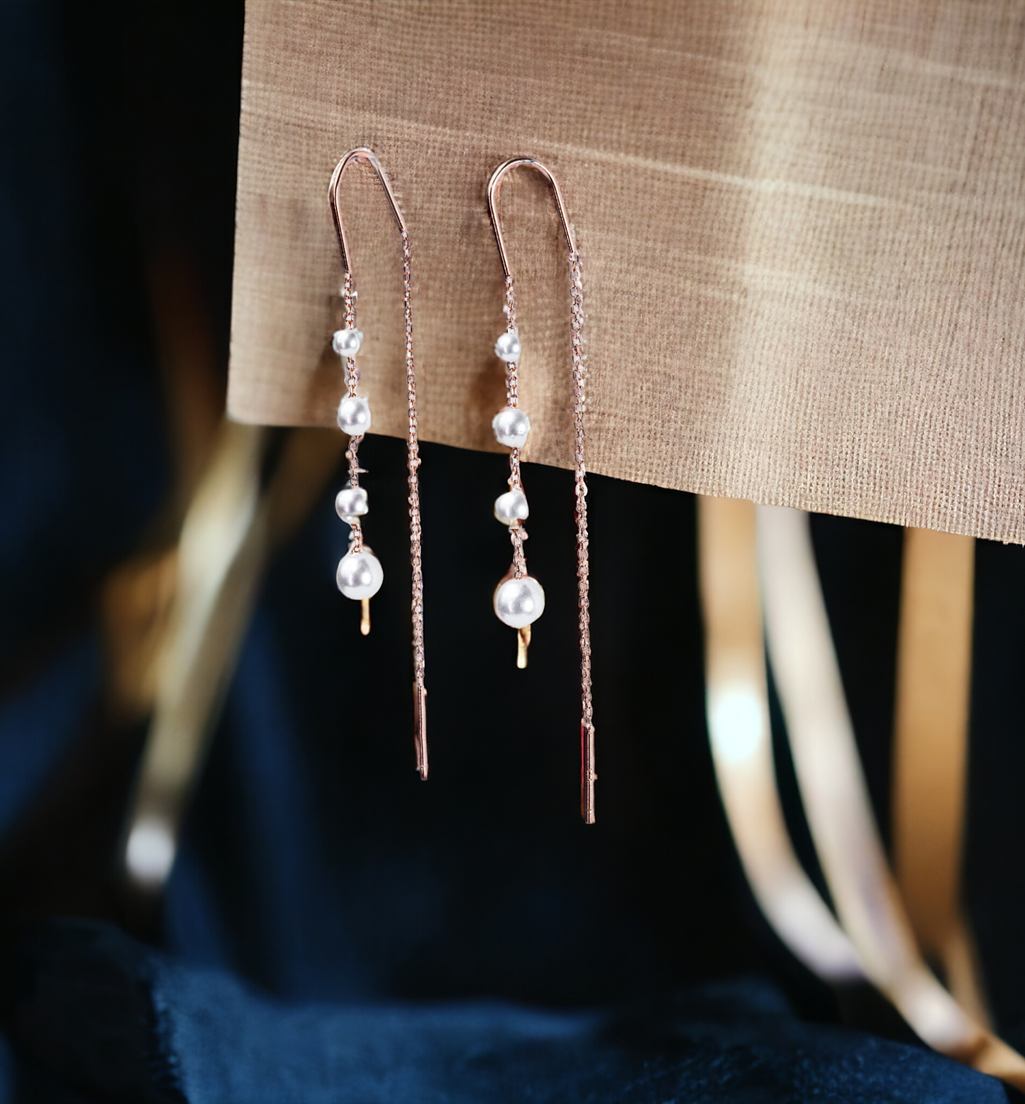 Rosegold Pearl Danglers