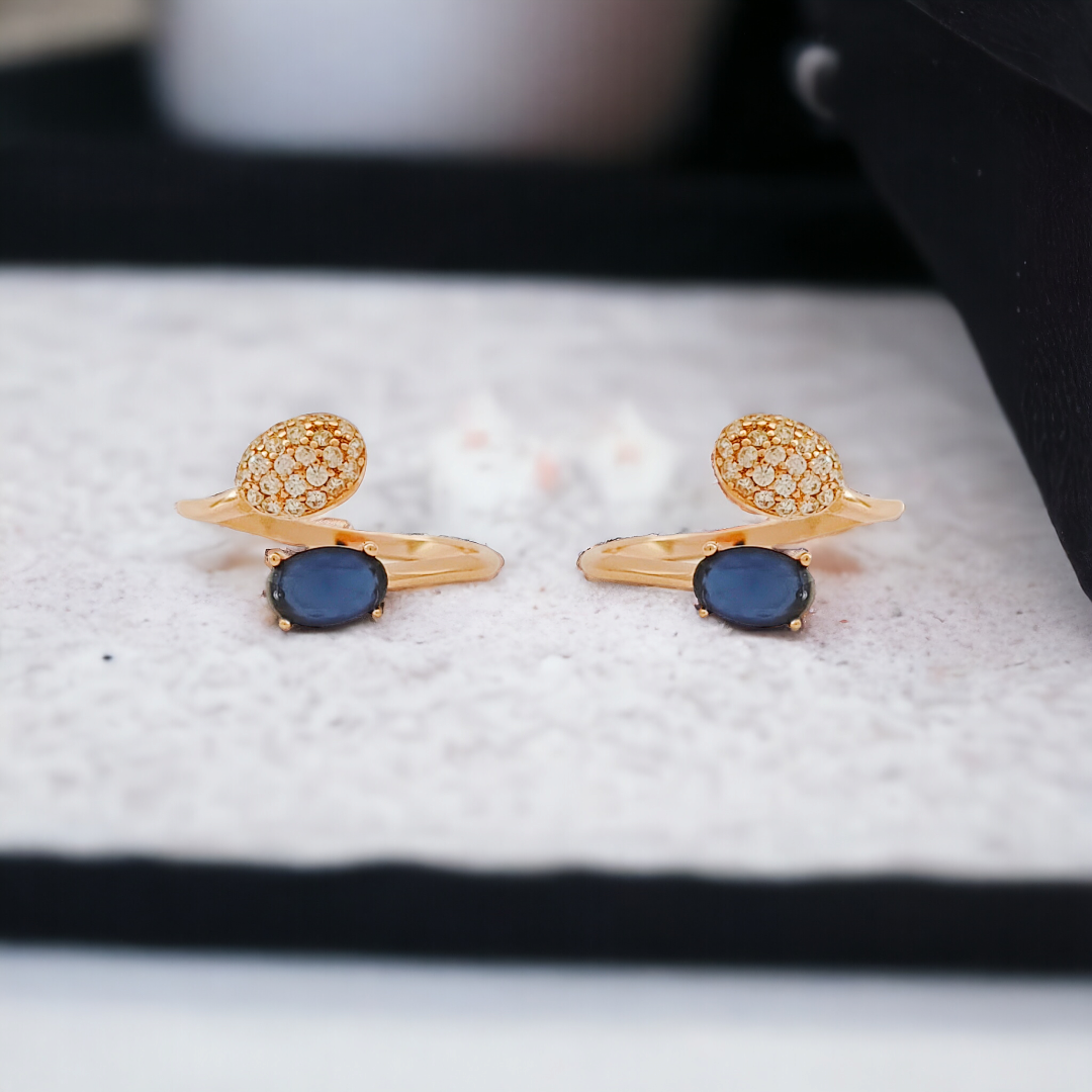 Oval Blue Sapphire CZ Toe Ring