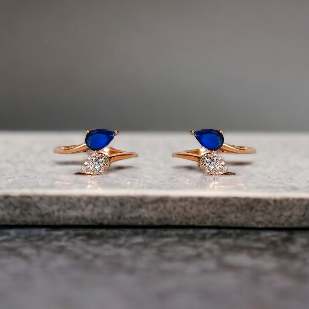 Pear Blue Sapphire CZ Toe Ring