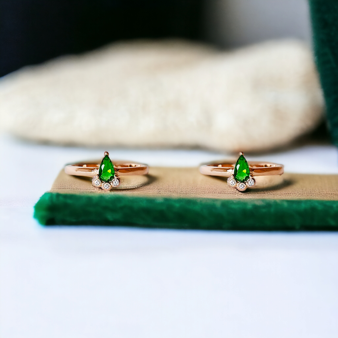 Pear Emerald Trio CZ Toe Ring