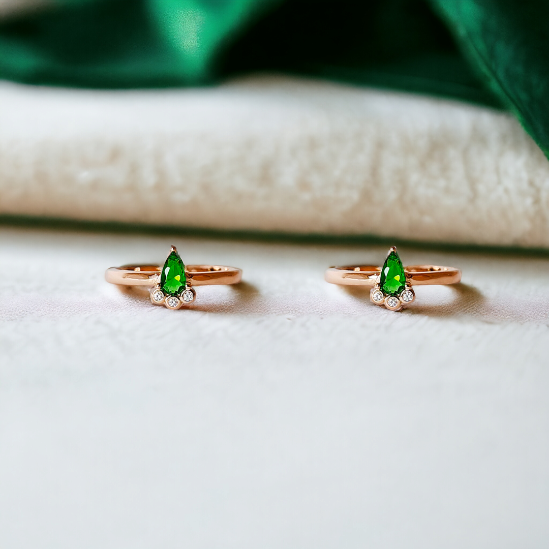 Pear Emerald Trio CZ Toe Ring