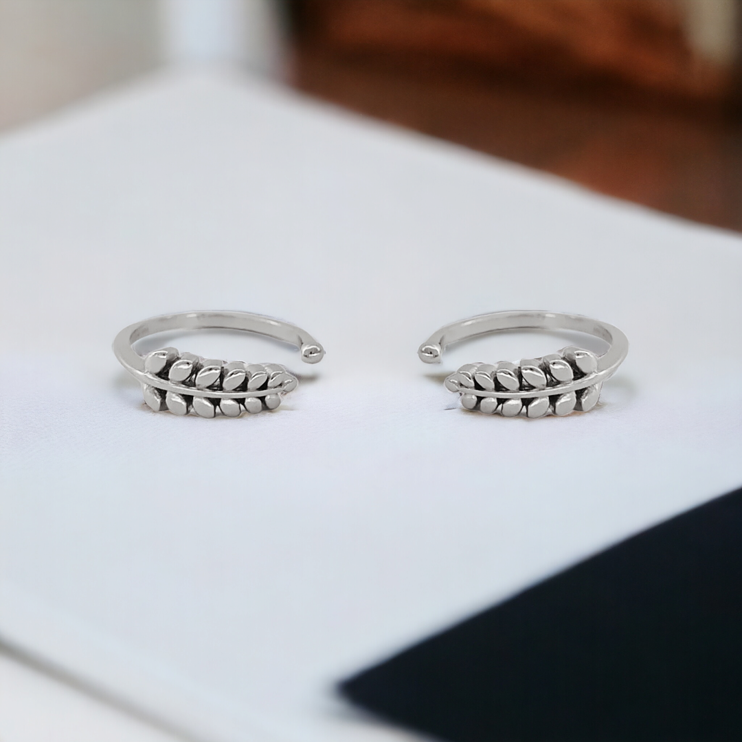 Coconut Leaf Silver Toe Ring