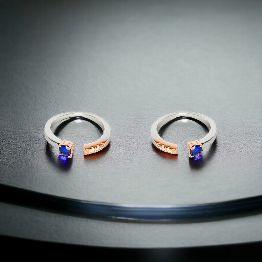 Dual Tone Blue Sapphire Toe Ring