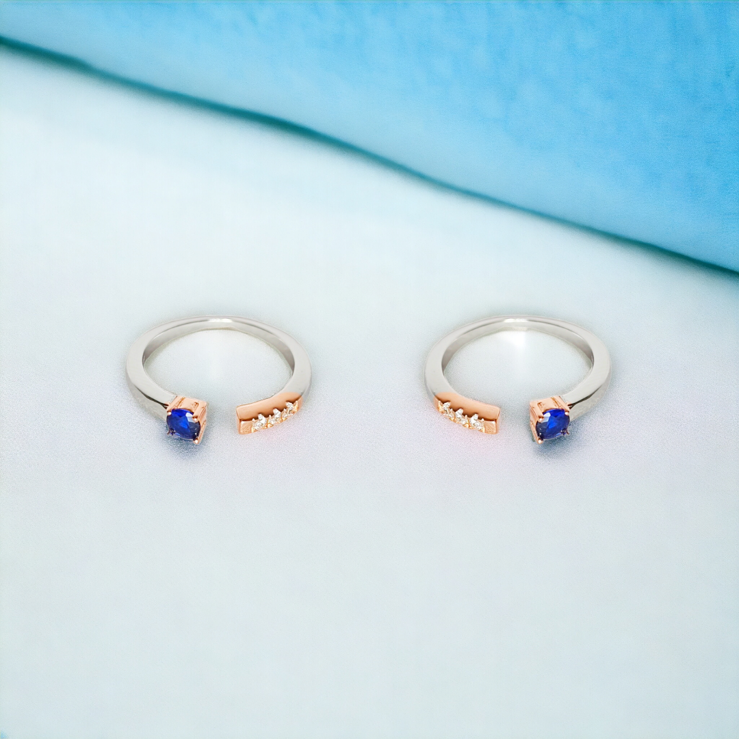 Dual Tone Blue Sapphire Toe Ring