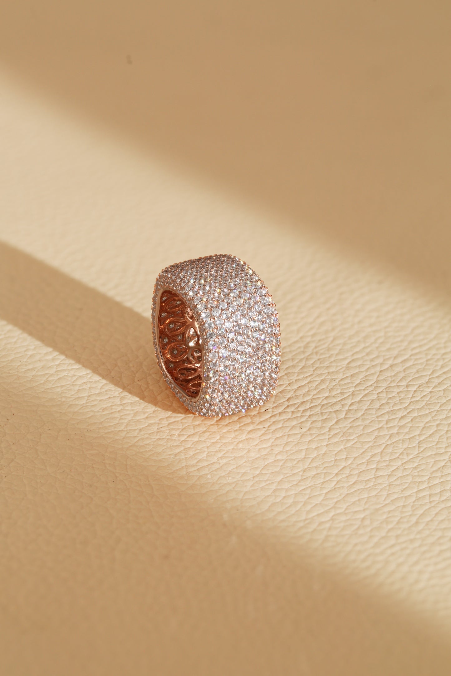Rosegold Square Studded Ring