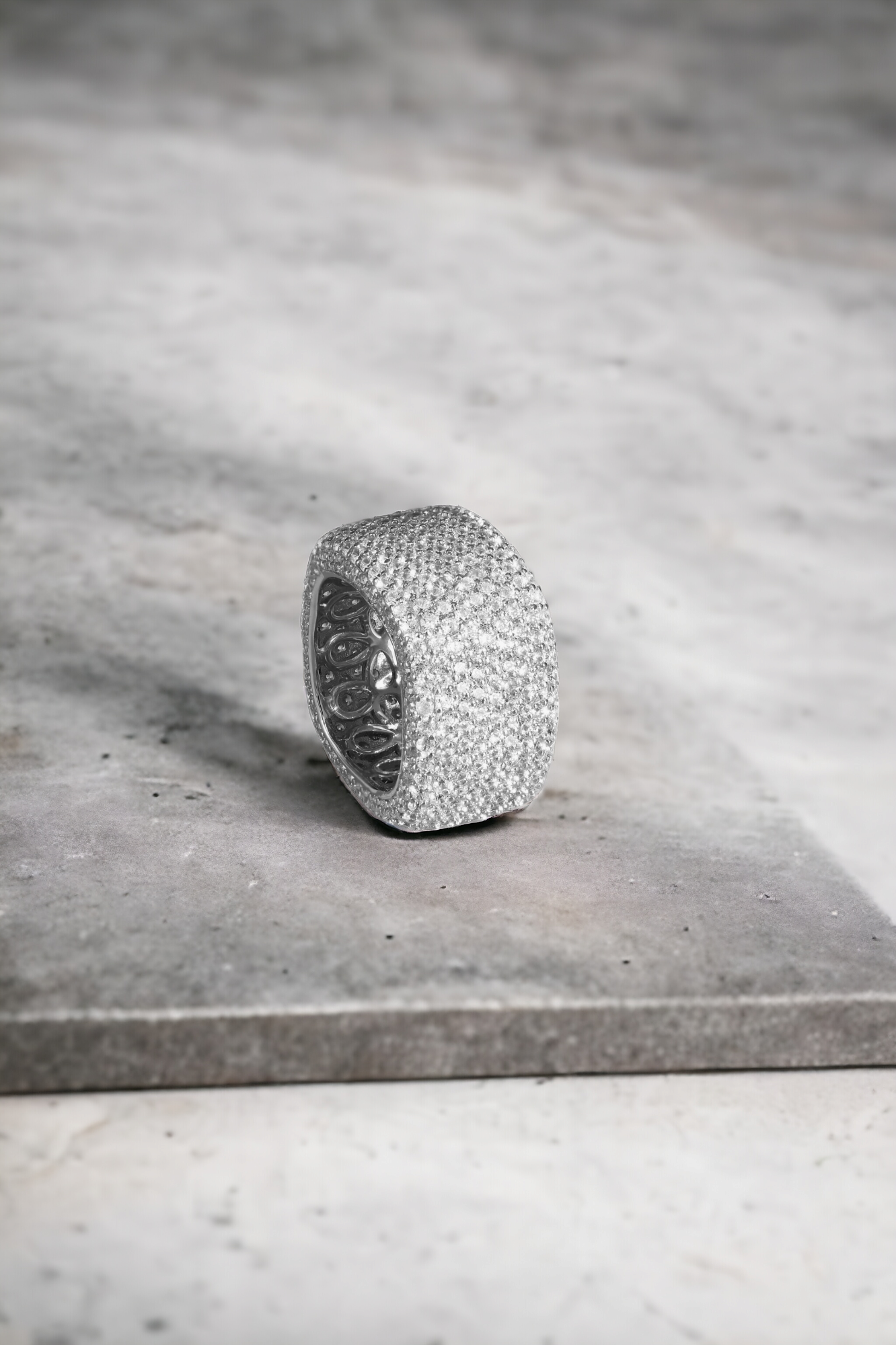 Silver Square Studded Ring