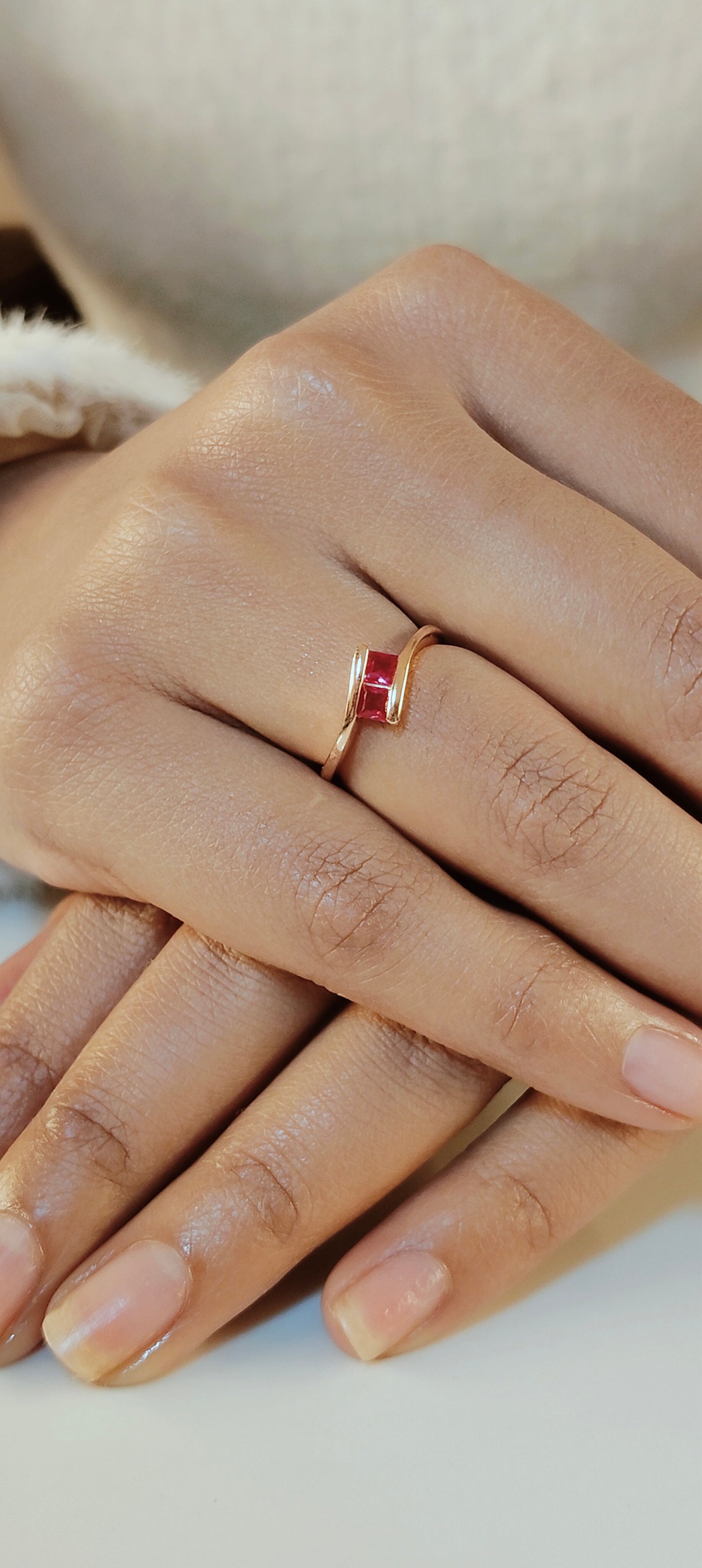 Duo Princess Silver Ring (Ruby)
