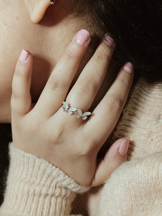 MOP CZ Butterfly Ring RG04