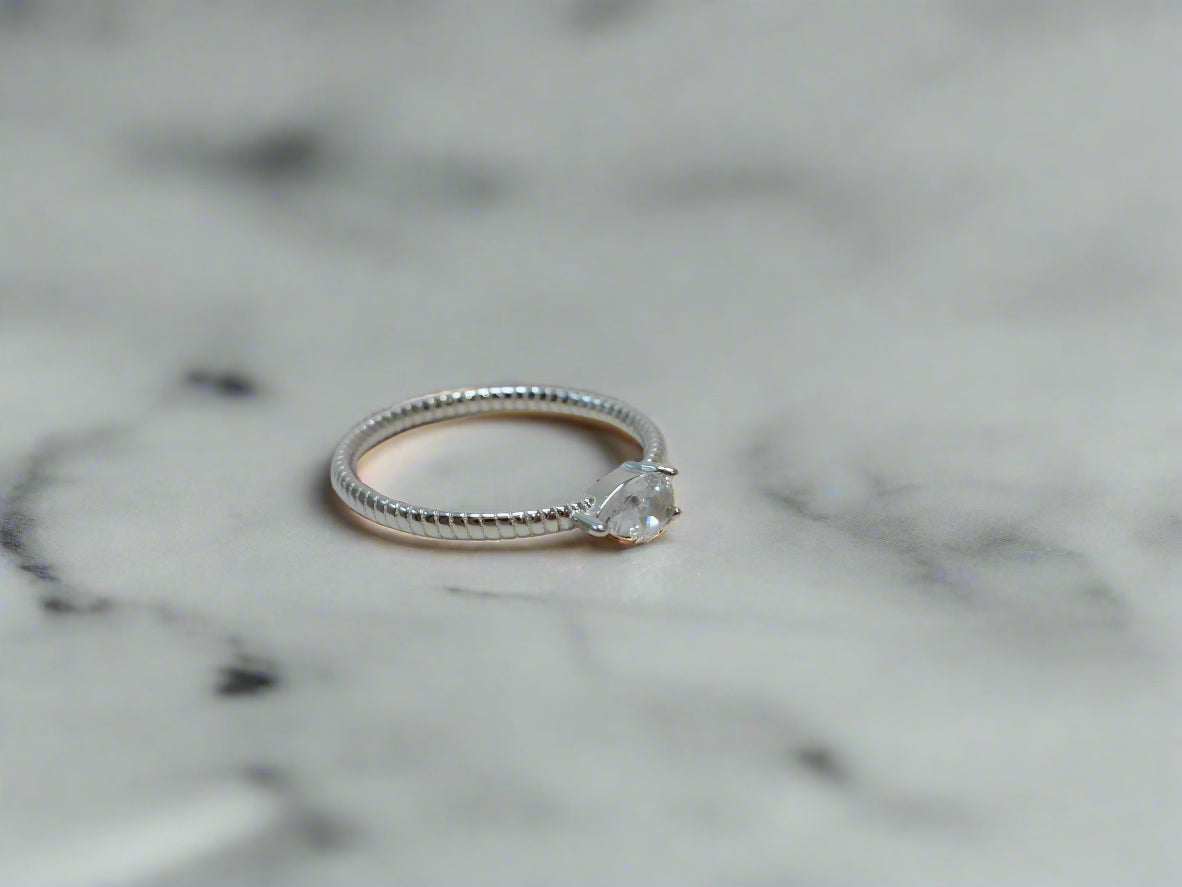 Pear Shape Silver Ring