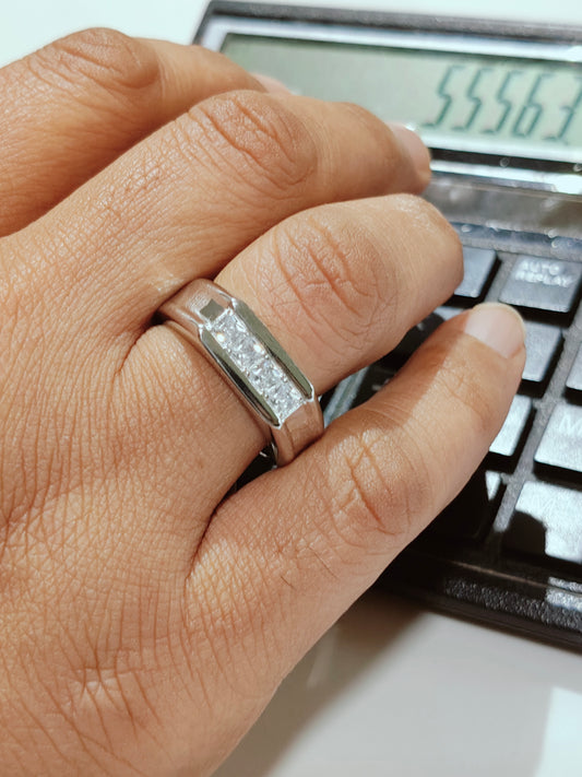 Men's Silver Solitaire Ring