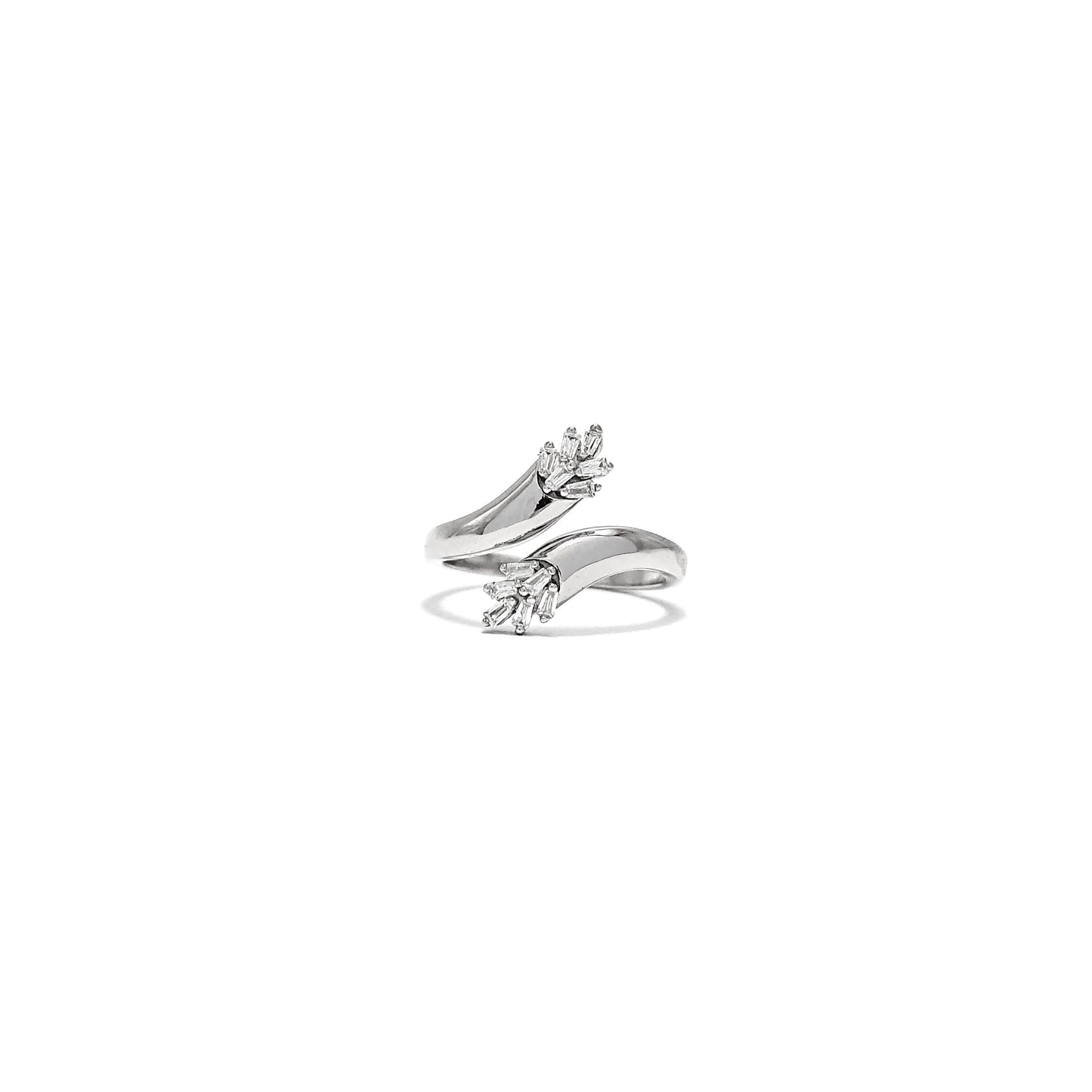 Baguette Snake Silver Ring
