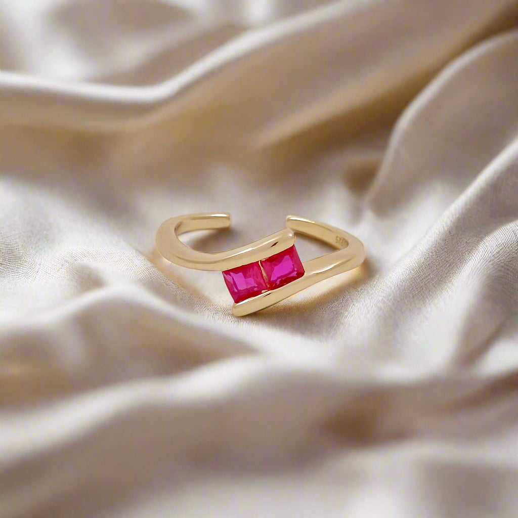 Duo Princess Silver Ring (Ruby)