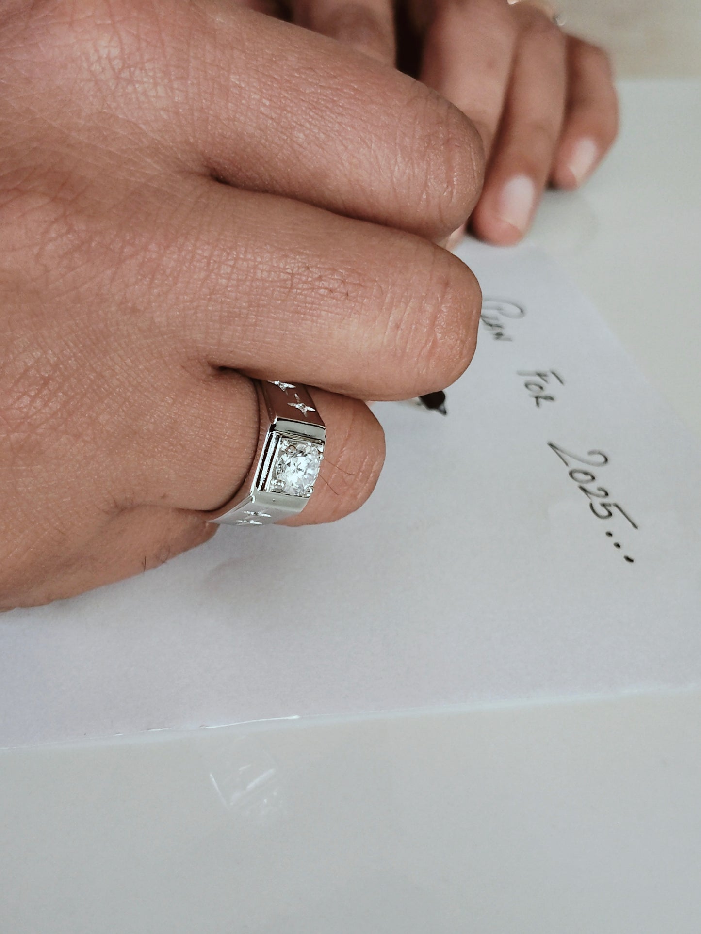 Silver Star Solitaire Ring