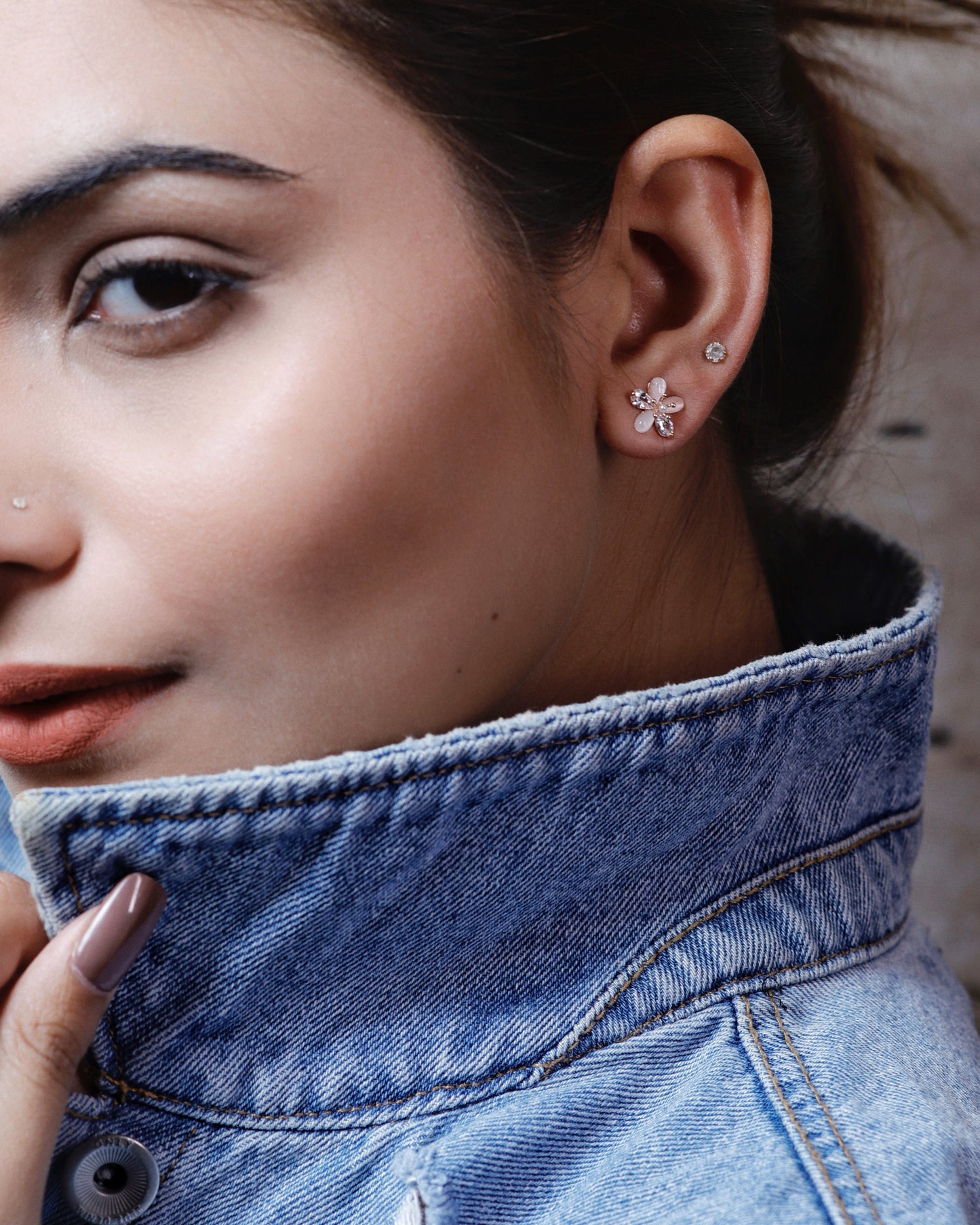 Rosegold Flower Studs