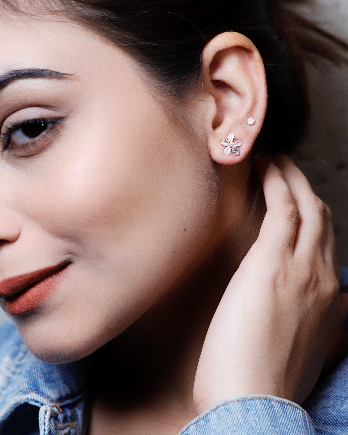 Rosegold Flower Studs