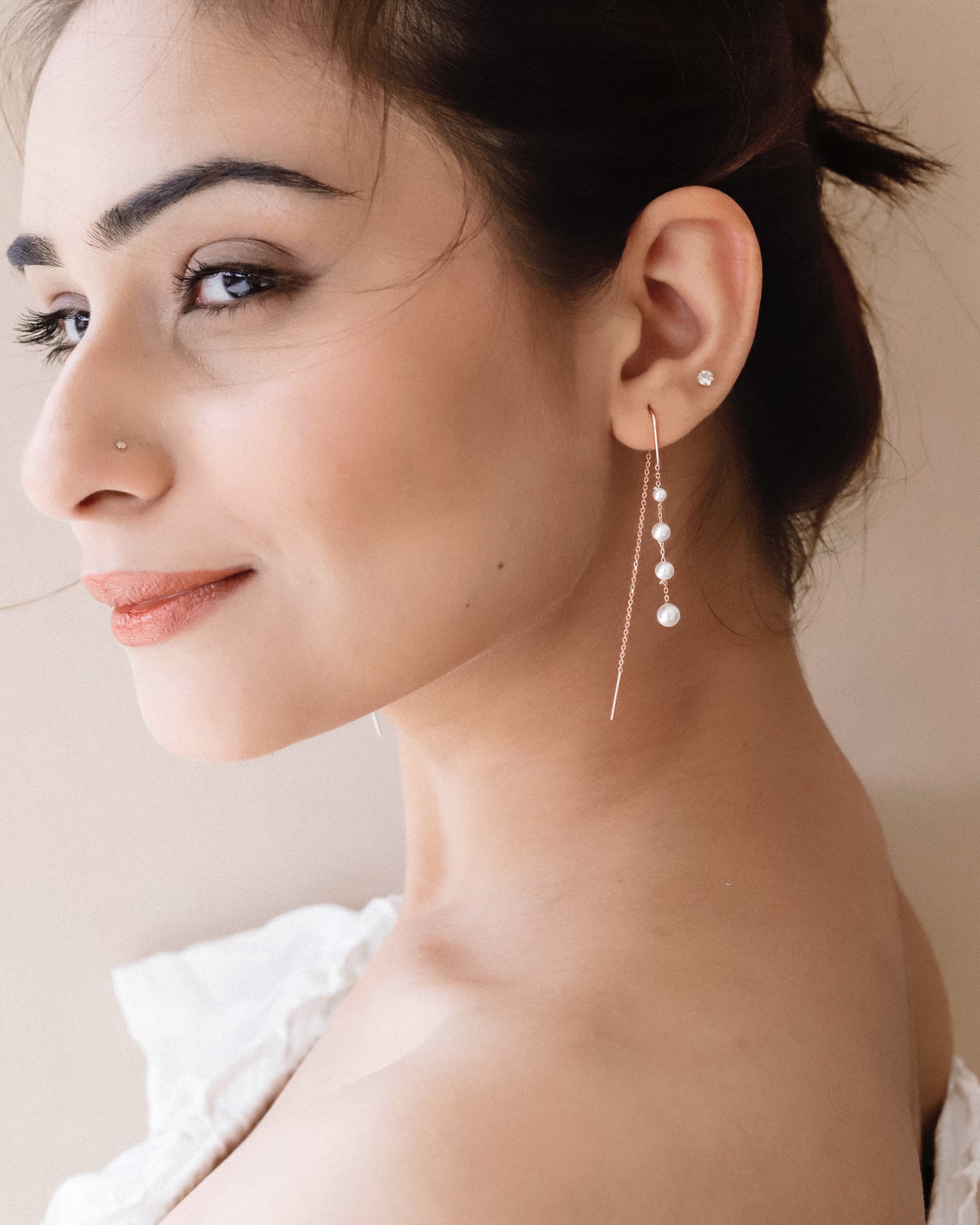 Rosegold Pearl Danglers