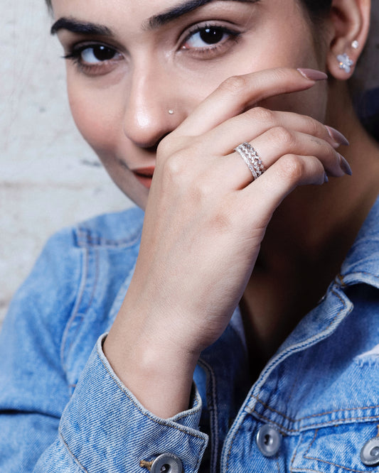 3 in 1 Silver Stone Ring