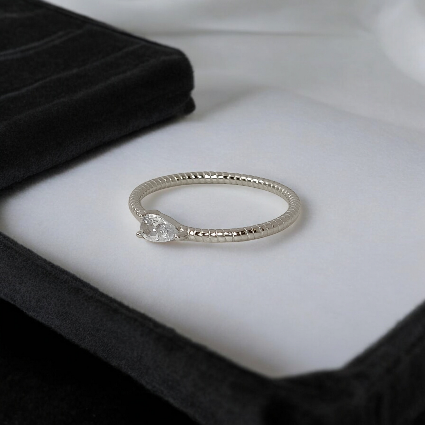 Single Pear Stone Ring