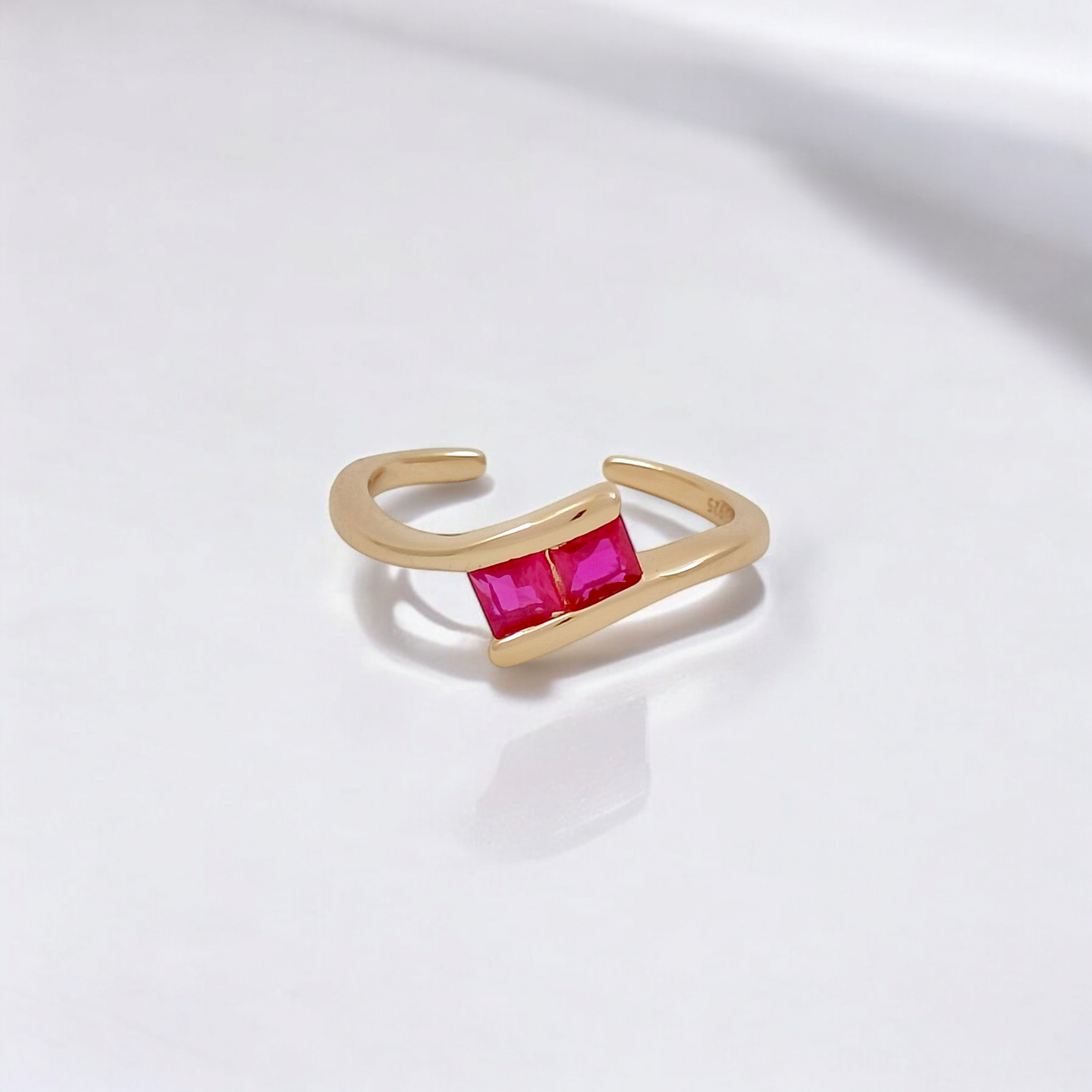 Duo Princess Silver Ring (Ruby)