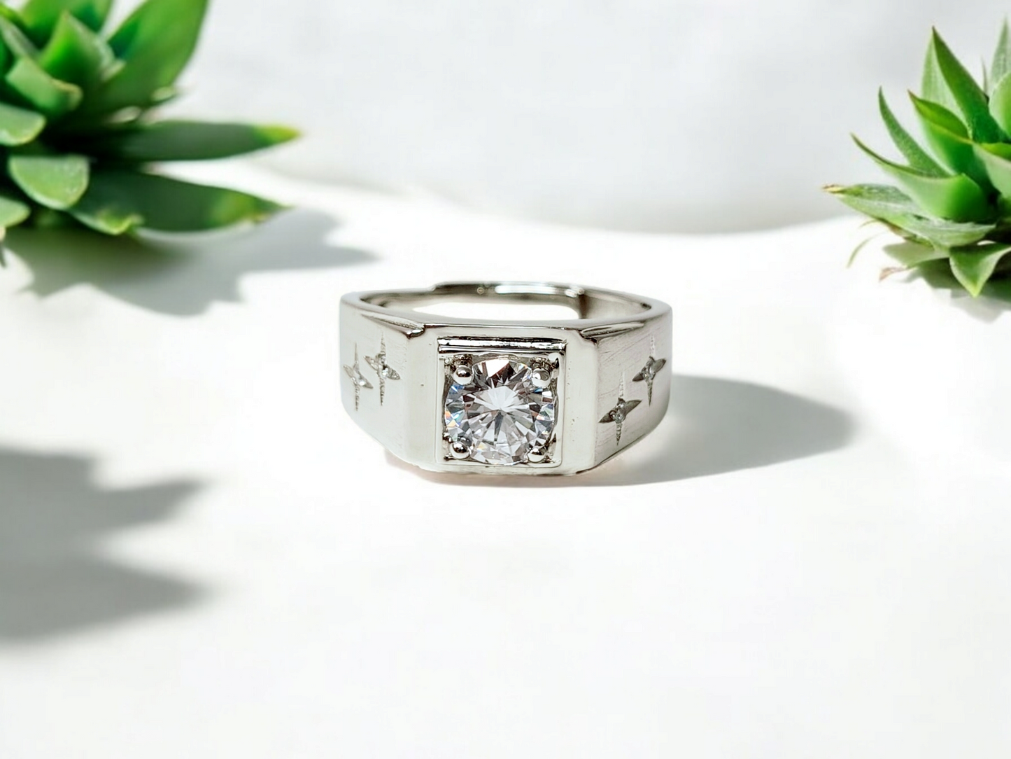 Silver Star Solitaire Ring