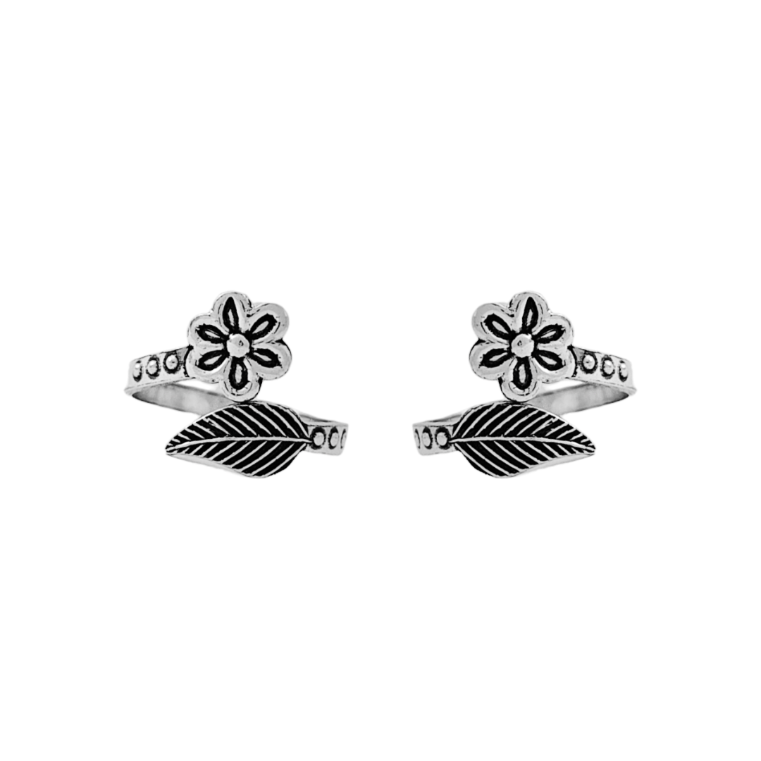Oxidised Flower Leaf Toe Ring