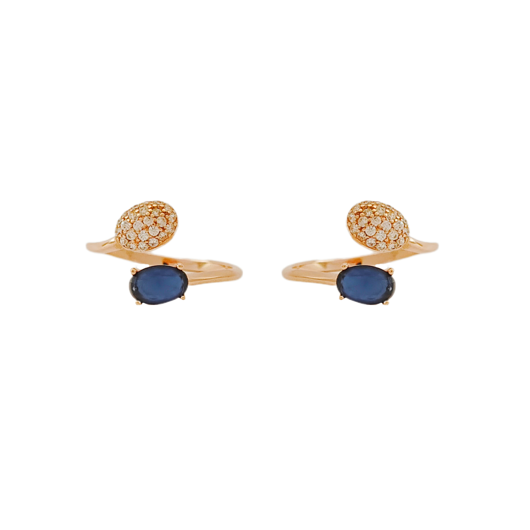 Oval Blue Sapphire CZ Toe Ring