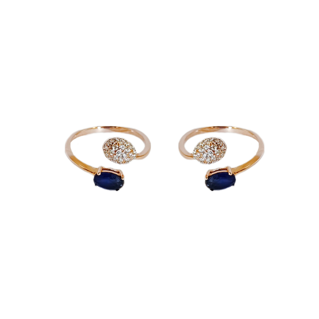 Oval Blue Sapphire CZ Toe Ring