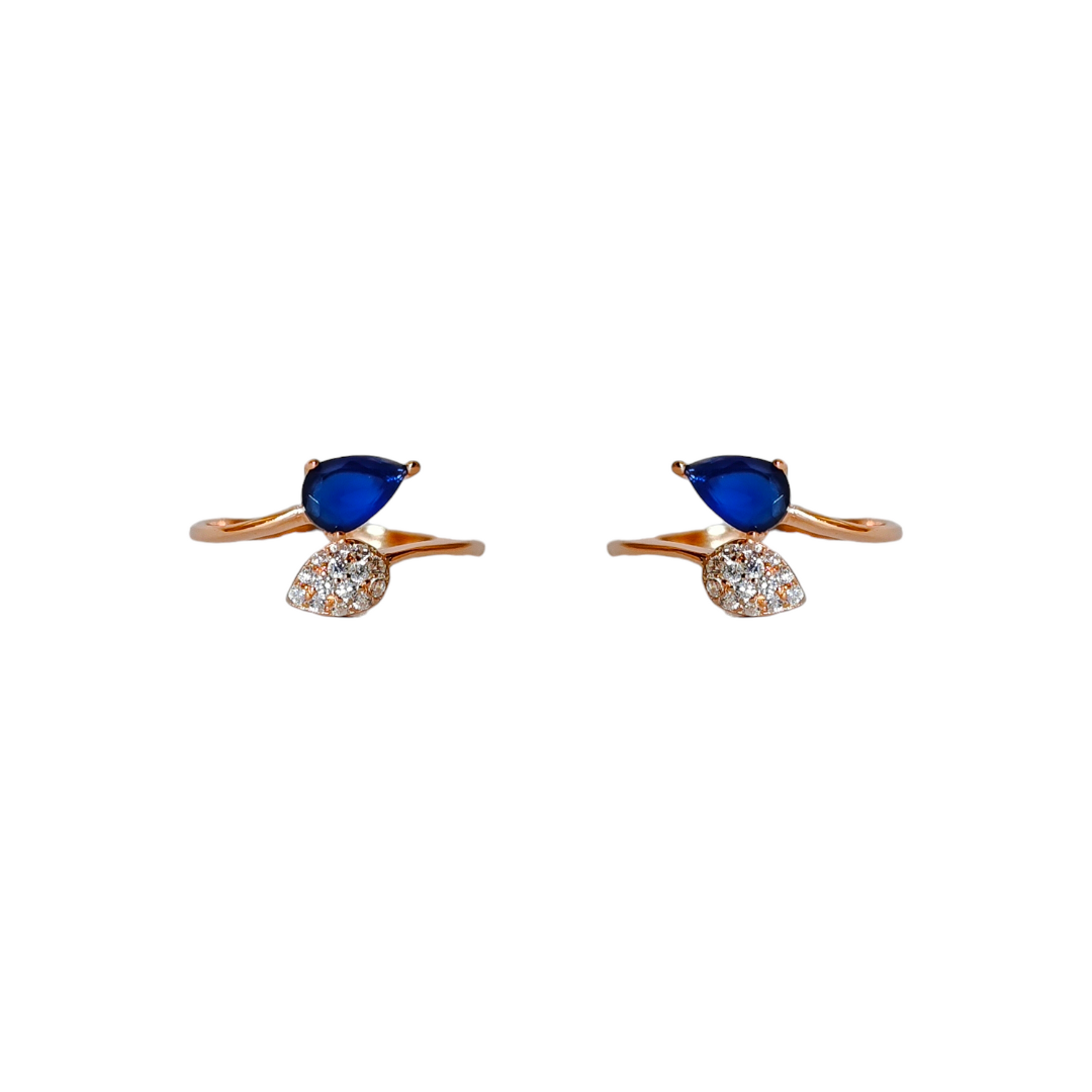 Pear Blue Sapphire CZ Toe Ring