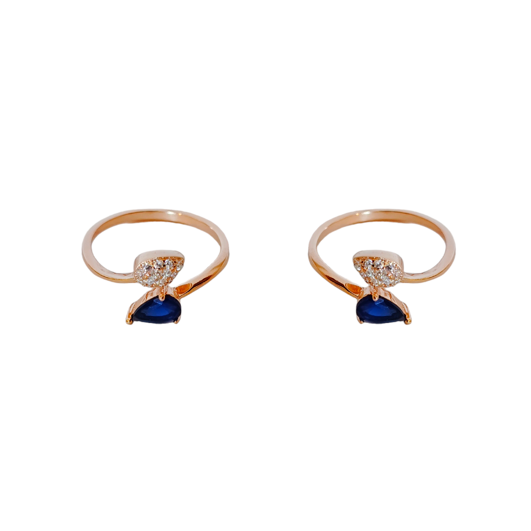 Pear Blue Sapphire CZ Toe Ring