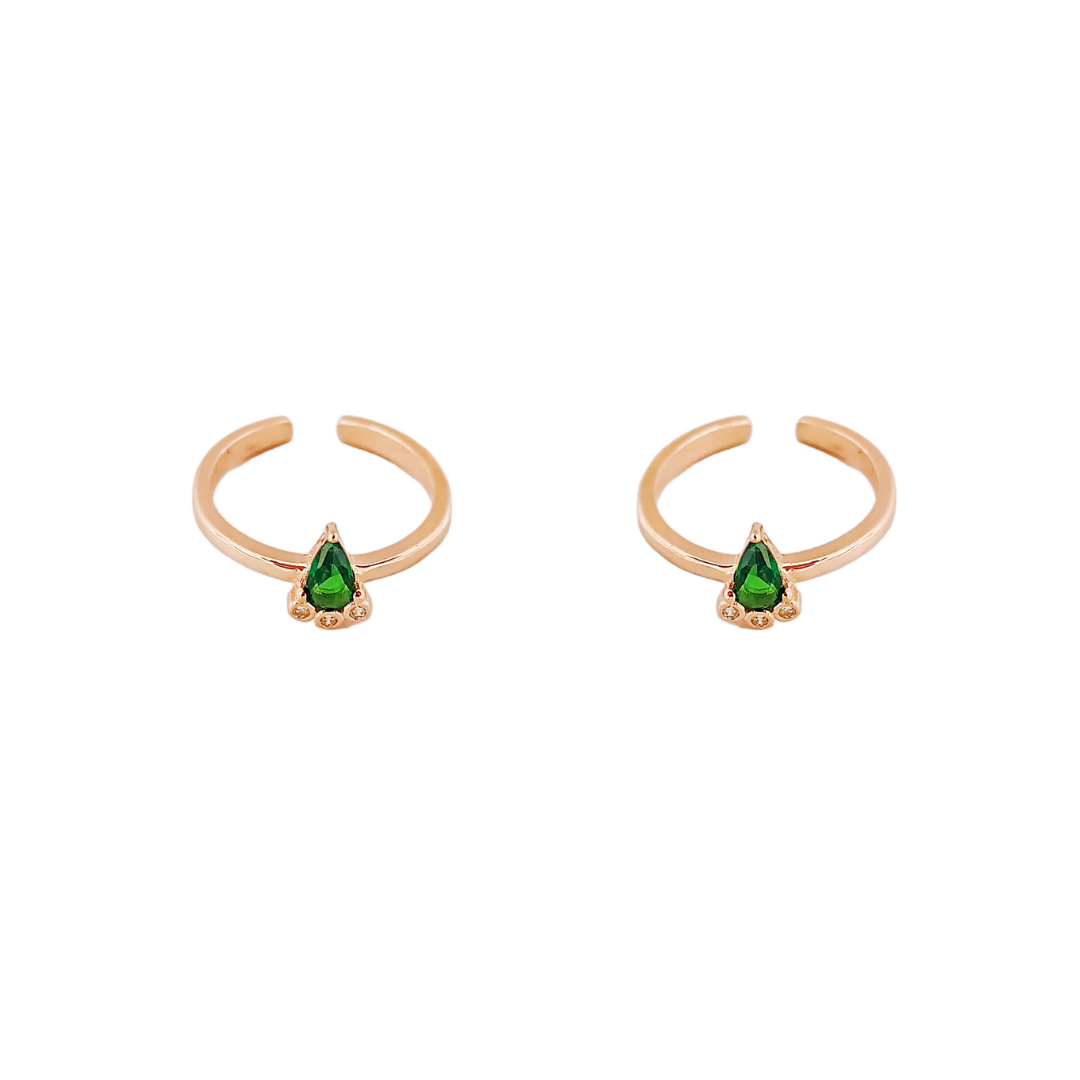 Pear Emerald Trio CZ Toe Ring