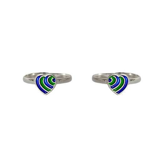 Green Blue Enamel Heart Toe Ring