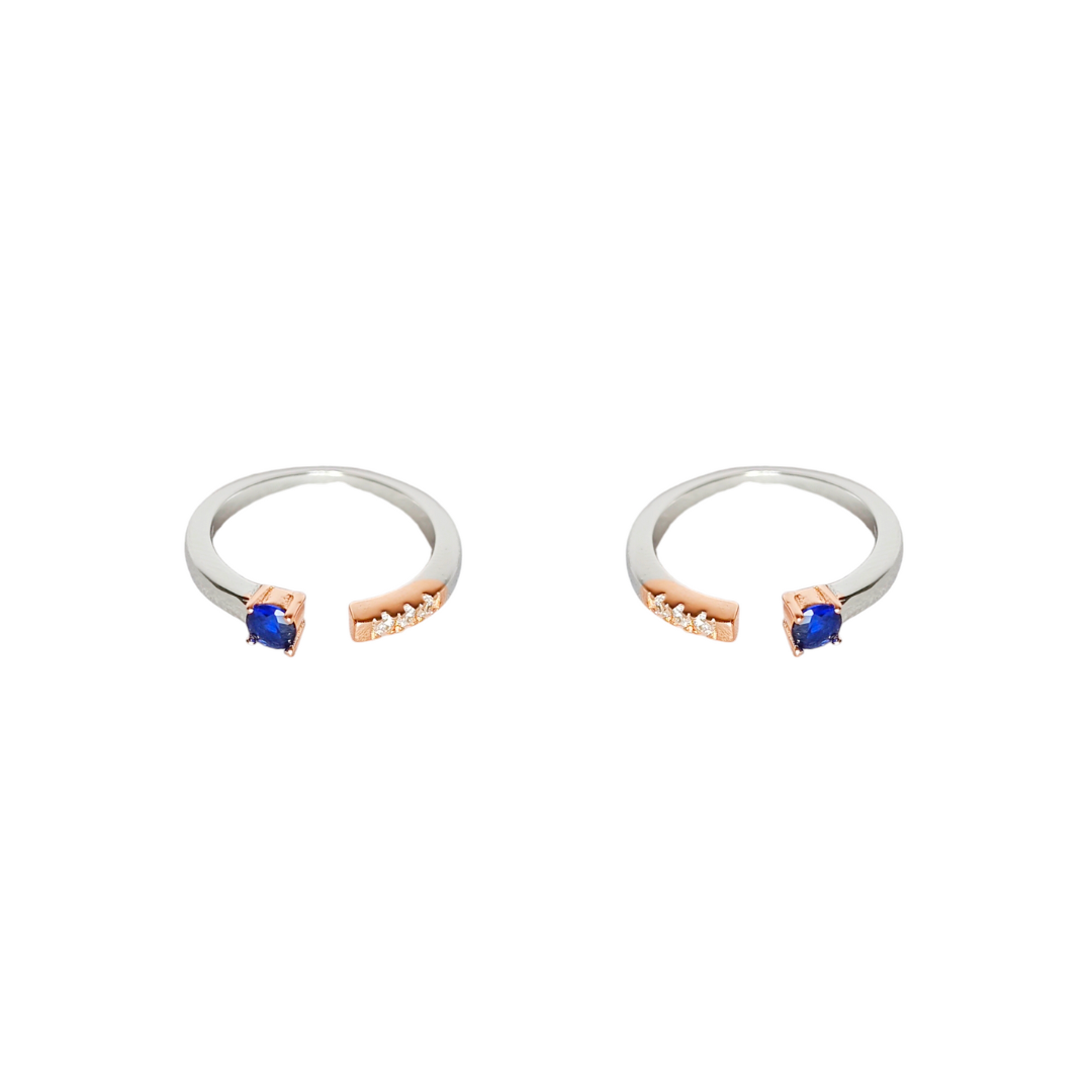 Dual Tone Blue Sapphire Toe Ring