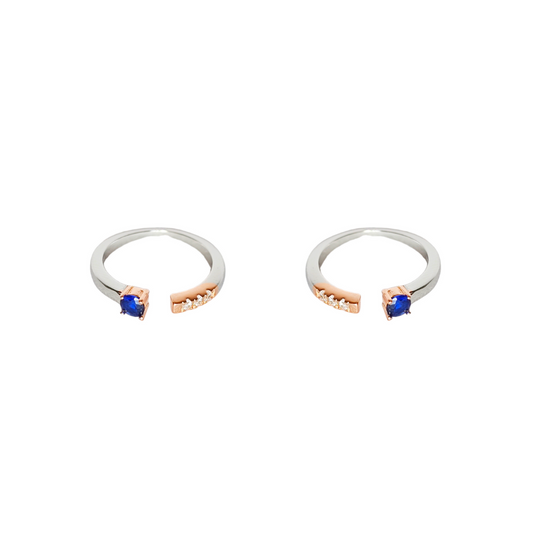 Dual Tone Blue Sapphire Toe Ring