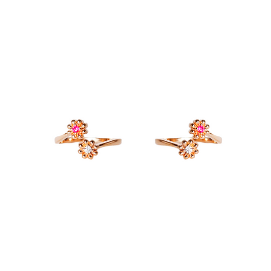 Pink White Flower Toe Ring