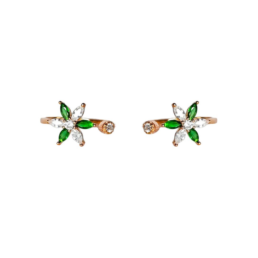 Green White Star Toe Ring