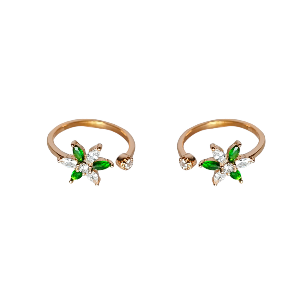 Green White Star Toe Ring