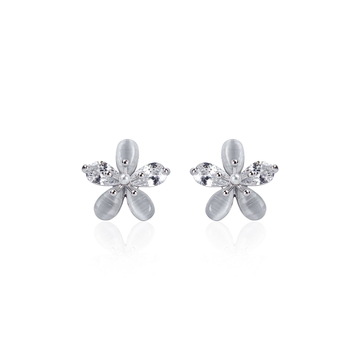 Silver Flower Studs