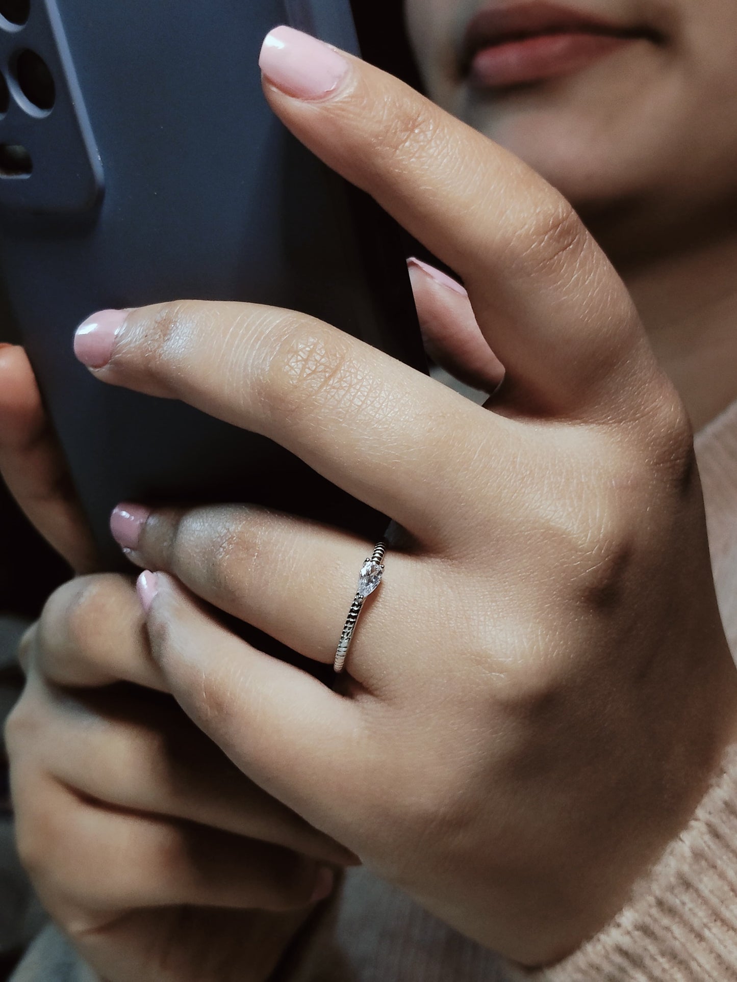 Pear Shape Silver Ring