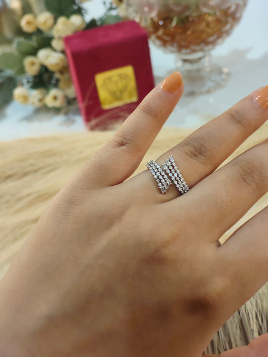 3 Line Silver Baguette Ring