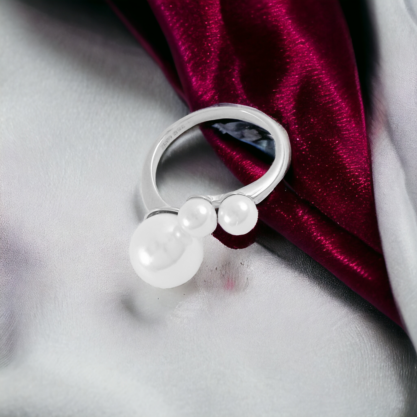 Trio Pearl Silver Ring