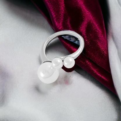 Trio Pearl Silver Ring
