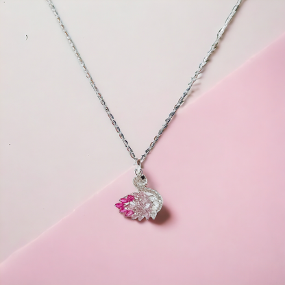 Pink Crystal Swan Chain