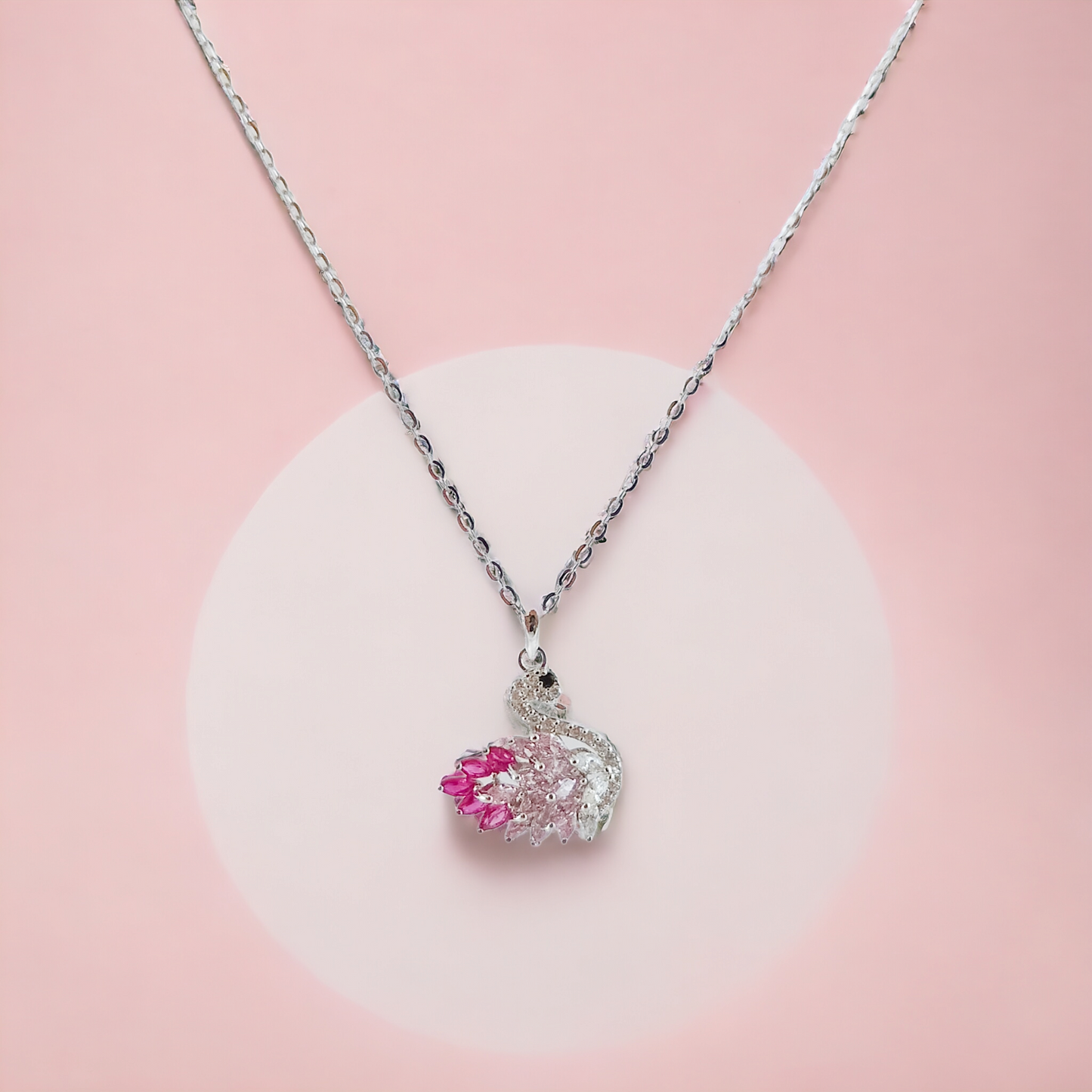 Pink Crystal Swan Chain